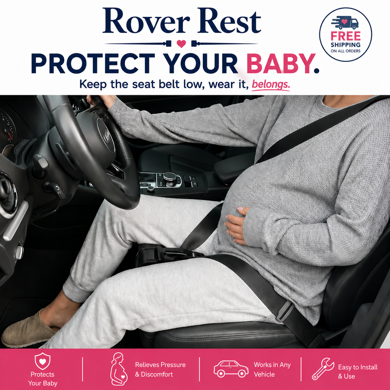 Rover Rest - Pregnancy Seat Belt Adjuster