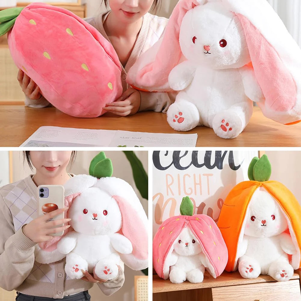 Cuddly Bunny Strawberry Pillow